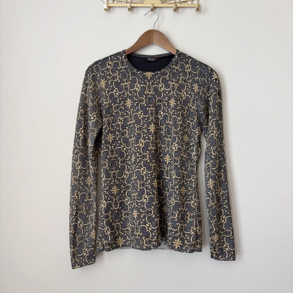 J. McLaughlin Jamey Button Sleeve Sweater Small Black Metallic Gold - Picture 1 of 6